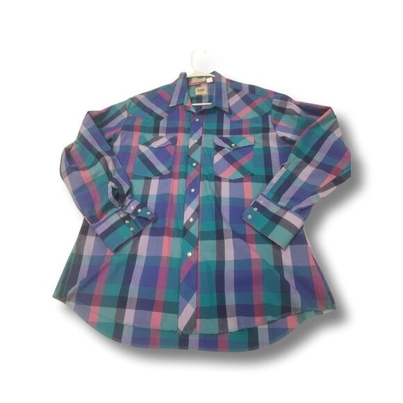 Vintage Lee Plaid Western Style Top - Picture 1 of 7
